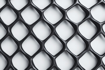 Abstract Black Plastic Grid Texture Background with Geometric Honeycomb Pattern Mesh Design Detail Close Up