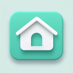 Aufkleber - Minimalist Home Icon: White House Silhouette on Turquoise Square, Modern and Clean Style.