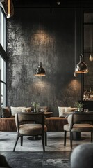Poster - Cozy home dining area with table and chairs, perfect for family meals or special occasions