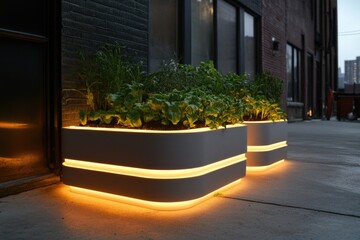 Aufkleber - Planters sit on the side of a building, possibly used for plants or decorations