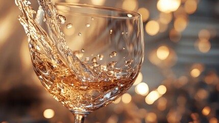 Poster - Close-up shot of a wine glass with liquid flowing out, perfect for use in food and beverage related concepts