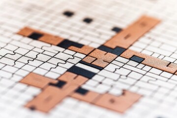Poster - A close-up view of a crossword puzzle on a piece of paper, perfect for use in editorial or educational contexts