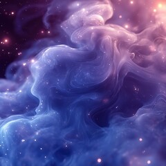 Wall Mural - A blue and purple cloud with stars in it