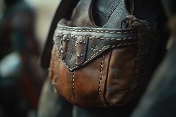 Poster - Close-up shot of a brown leather purse