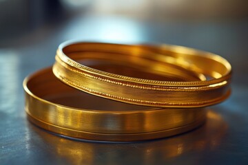 Poster - A pair of gold rings placed on a flat surface, possibly for display or appraisal