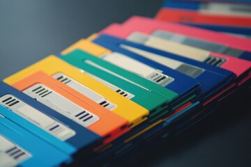 Poster - A close-up view of a stack of colorful audio cassettes