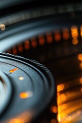 Poster - A detailed shot of a camera lens with a blurred background, ideal for uses such as photography tutorials or product demonstrations