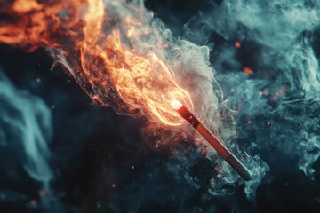 Poster - A single lit matchstick surrounded by a thick cloud of smoke