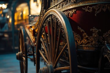 Poster - A close-up view of a horse-drawn carriage, great for historical or vintage-themed projects