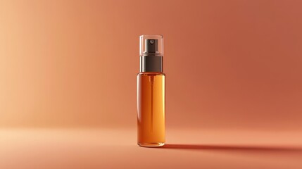 Poster - A bottle of perfume sits on a pink background