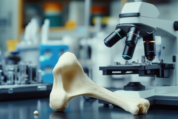Poster - A close-up view of a bone sample under a microscope