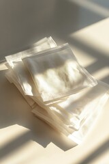 Poster - Stack of white napkins placed on a table, suitable for various settings and events