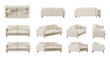 © pauchi - White Sofa with pillows from different angle isolated on transparent background, 3d rendered illustration