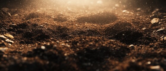 Poster - Dirt field with a single light source in the distance, useful for depicting a solitary moment or highlighting a small feature