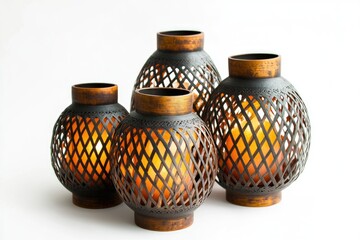 Poster - A collection of three vases sitting together, perfect for decorative purposes or as a prop in a still life setting