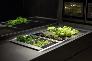 Poster - Fresh lettuce on a kitchen counter, ready for use