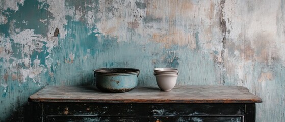 Poster - A couple of bowls sit on a wooden table, perfect for serving food or holding utensils