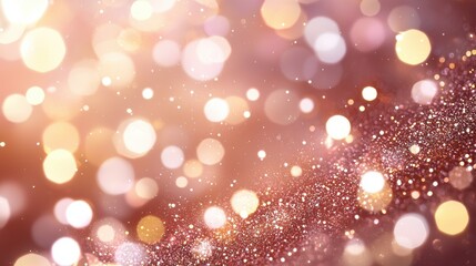 Poster - Sparkling gold and pink bokeh lights with glittering texture