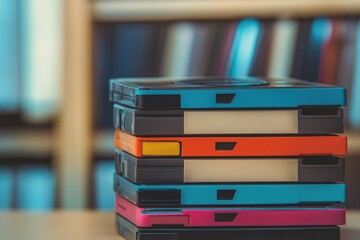 Poster - Four cassette tapes stacked on a table, ready for playback