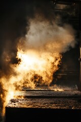 Poster - A fire hydrant emitting thick smoke, suitable for disaster or emergency scenes