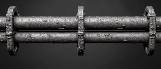 Poster - A close-up shot of a metal pipe against a dark background, great for abstract or industrial-themed designs