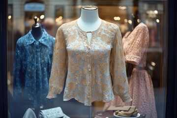 Poster - A mannequin modeling a dress in a store window