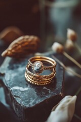 Poster - A pair of rings sits atop a rock, perhaps as a symbol or offering