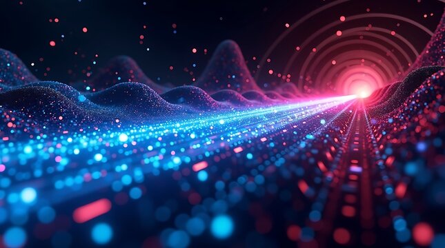 Abstract light trails, motion blur, technological concept, digital network, high-tech background,