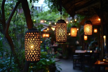 Poster - A couple of lights suspended from a tree branch