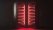 © Fotograf - A close-up of an open refrigerator with red lights illuminating the contents