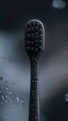 Poster - A close-up shot of a toothbrush with water droplets on its bristles