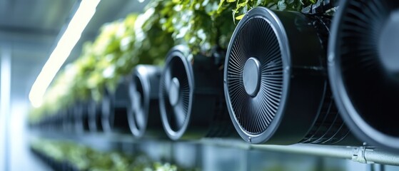 Poster - Row of air conditioners on a shelf, equipment for home or office use
