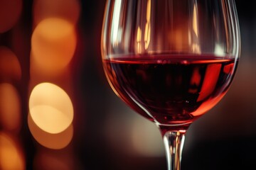 Poster - A close-up shot of a glass of wine placed on a table, perfect for use in food and drink related contexts