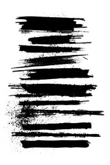 Poster - An artistic composition of dynamic black brush strokes on white background showcasing creativity and abstract expressionism.