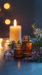 Aufkleber - A couple of jars sitting on a table, possibly containing objects or decorations
