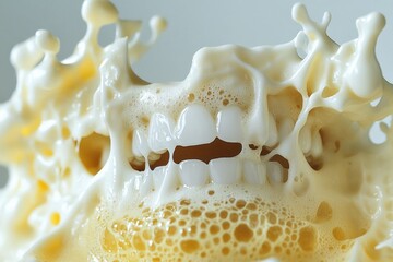 Poster - A close-up shot of a tooth with milk on it