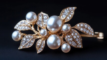 Poster - Close-up shot of a ring featuring pearls and diamonds