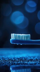 Poster - A toothbrush sitting on a table, ready for use