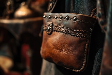 Poster - A purse hangs on a wall in this close-up shot
