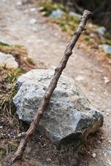 Poster - A stick and rock sitting together on the ground