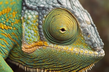 Poster - A detailed view of a small reptile with bright colors, suitable for use in educational materials or as a decorative image