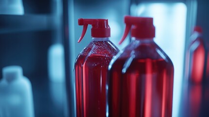 Poster - A close-up shot of a bottle of transparent liquid with a label and cap