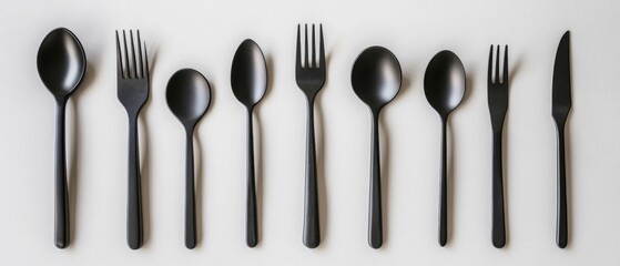 Aufkleber - A collection of utensils arranged neatly on a clean white surface