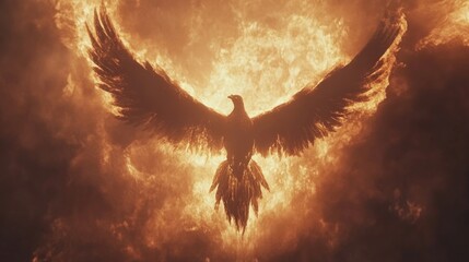 Poster - A large bird soars through the clouds