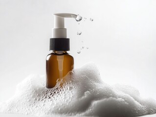 Poster - A bottle of soap with a rich, creamy foam