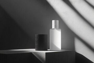 Poster - A classic perfume bottle in black and white tones