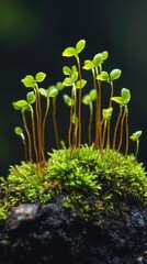 Poster - Compact succulents and mosses grow together on a rocky surface