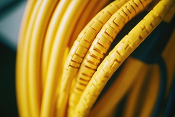 Aufkleber - A close-up shot of a collection of yellow wires