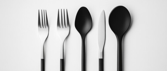 Poster - A collection of forks and spoons arranged together, ready for use or display