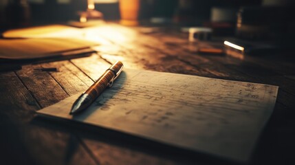 Poster - A pen sits on top of a blank sheet of paper, ready for writing